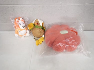 Lot of Plush incl Flower Pillow, Turkey, Orange Animal