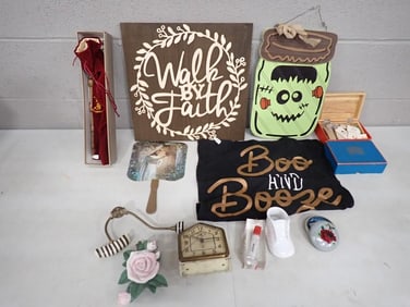 Collectibles and Decor incl Alivan's Magic Wand, Marker Paperweight, Halloween, Religious, Etc