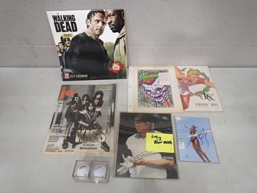 Misc. Ephemera / Autograph Lot including Walking Dead, Kiss, Goosebumps, Greg Norman (no COA) and Mi