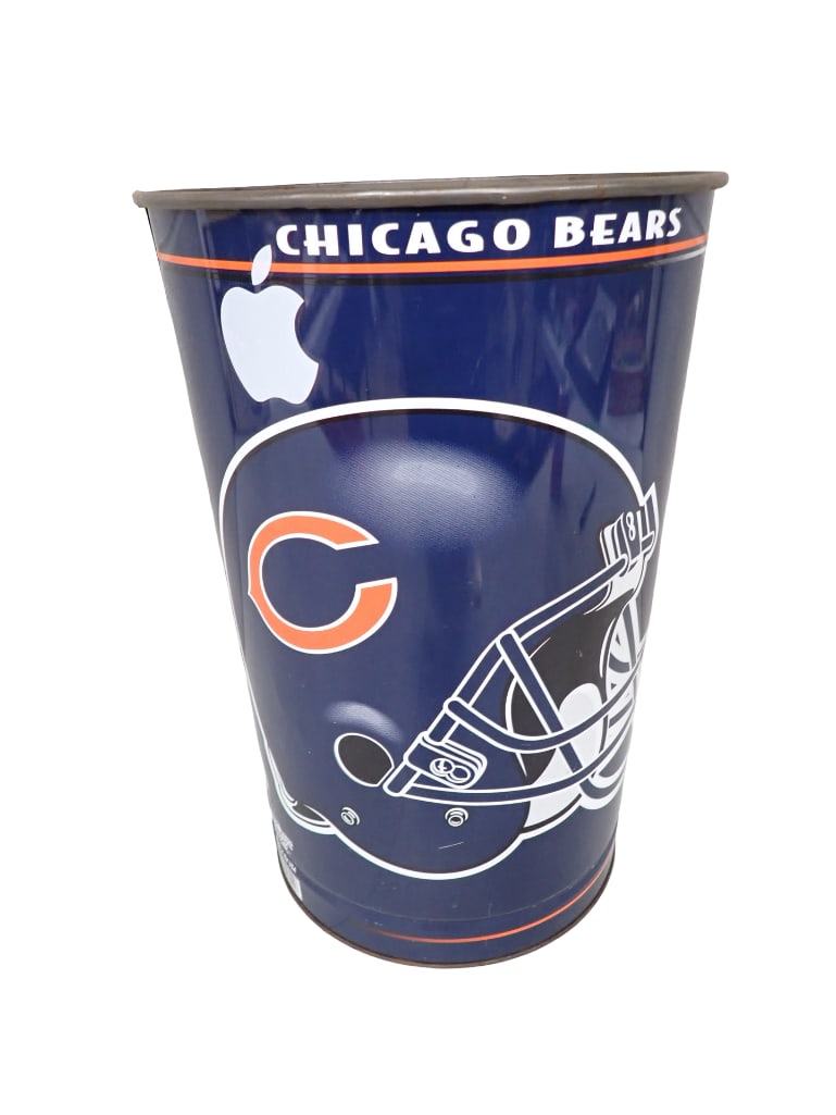 Vintage Chicago Bears Metal Trash Can or Garbage Can with Apple Logo WinCraft Sports Made in the USA: Vintage Chicago Bears Metal Trash Can or Garbage Can with Apple Logo WinCraft Sports Made in the USA All pictures are considered part of the description and should be examined carefully by bidders. Li