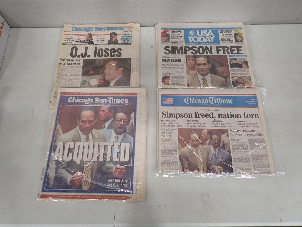 Lot of 4 Historic OJ Simpson Newspapers (1 of 6)