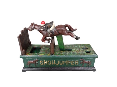 Showjumper Racehorse Cast Iron Mechanical Bank