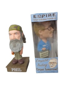 4 Bobbleheads including Brian Urlacher, Chicago Bears, Duck Dynasty, Empire Carpet (In the box)