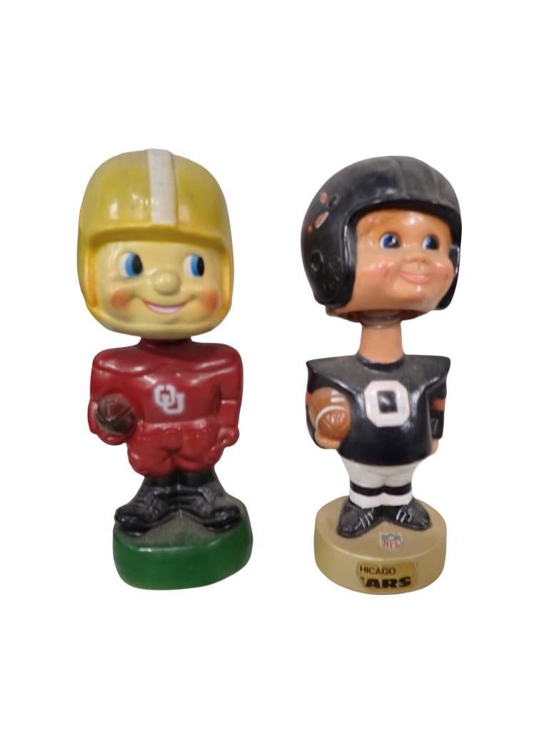 Two Vintage Football Bobble Heads Oklahoma Sooners and Chicago Bears (1 of 7)