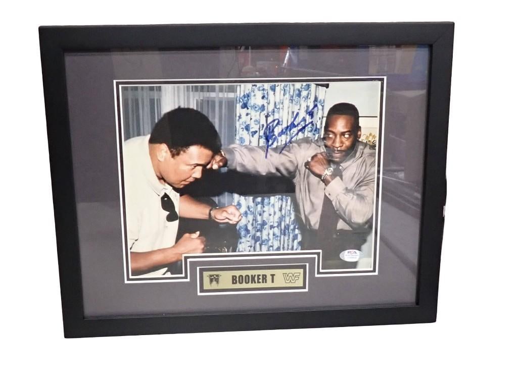 WCW/WWE Wrestling Booker T Autographed Framed Picture with PSA COA - Measures roughly 15x12": WCW/WWE Wrestling Booker T Autographed Framed Picture with PSA COA - Measures roughly 15x12" All pictures are considered part of the description and should be examined carefully by bidders. Live Aucti