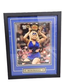 WCW/WWE Wrestling Beth Phoenix Autographed Framed Picture with PSA COA - Measures roughly 15x12"