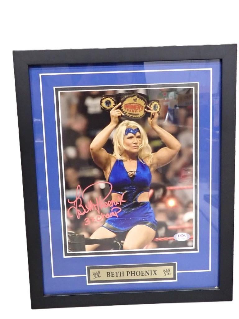 WCW/WWE Wrestling Beth Phoenix Autographed Framed Picture with PSA COA - Measures roughly 15x12" (1 of 7)