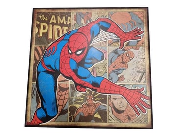 Framed Amazing Spiderman Wood Wall Hanging - Roughly 22x22"