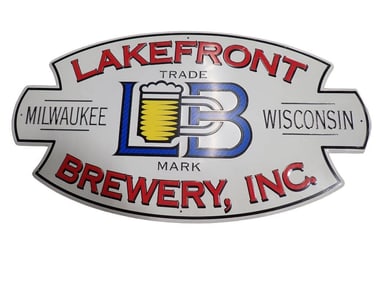 Lakefront Brewery Embossed Metal Sign - Measures roughly 13x23"