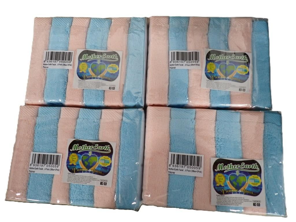 4 New Packs of 6 Facial Towels or Wash Cloths Total of 24. Mother Earth. Variety of Peach and Blue: 4 New Packs of 6 Facial Towels or Wash Cloths Total of 24. Mother Earth. Variety of Peach and Blue All pictures are considered part of the description and should be examined carefully by bidders. Live