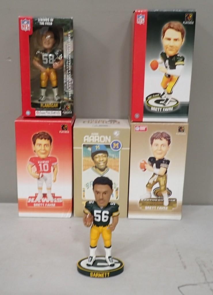 Bobblehead / Sports Figures Lot including Hank Aaron, Brett Favre, Nick Barnett (1 of 5)
