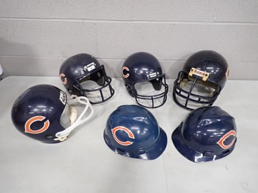 Football Helmet Lot, etc. Including Chicago Bears. These are likely Youth Size and Vintage