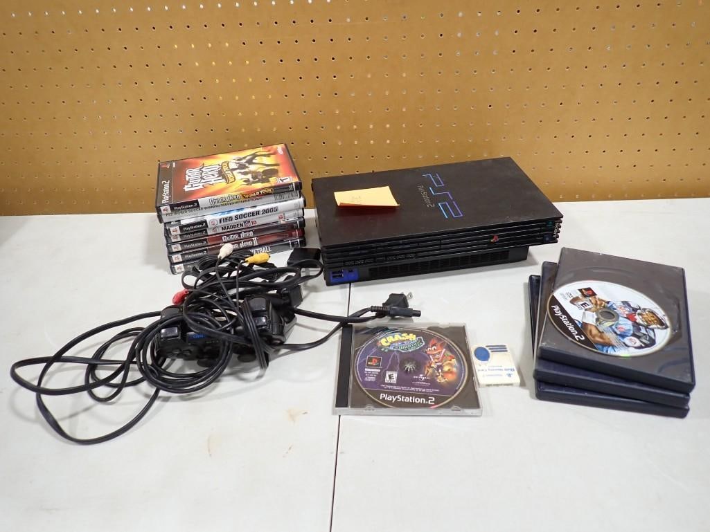Sony PlayStation 2 PS2 System with controller, cords, Games, etc. Guitar Hero, FIFA, Madden, Crash (1 of 13)