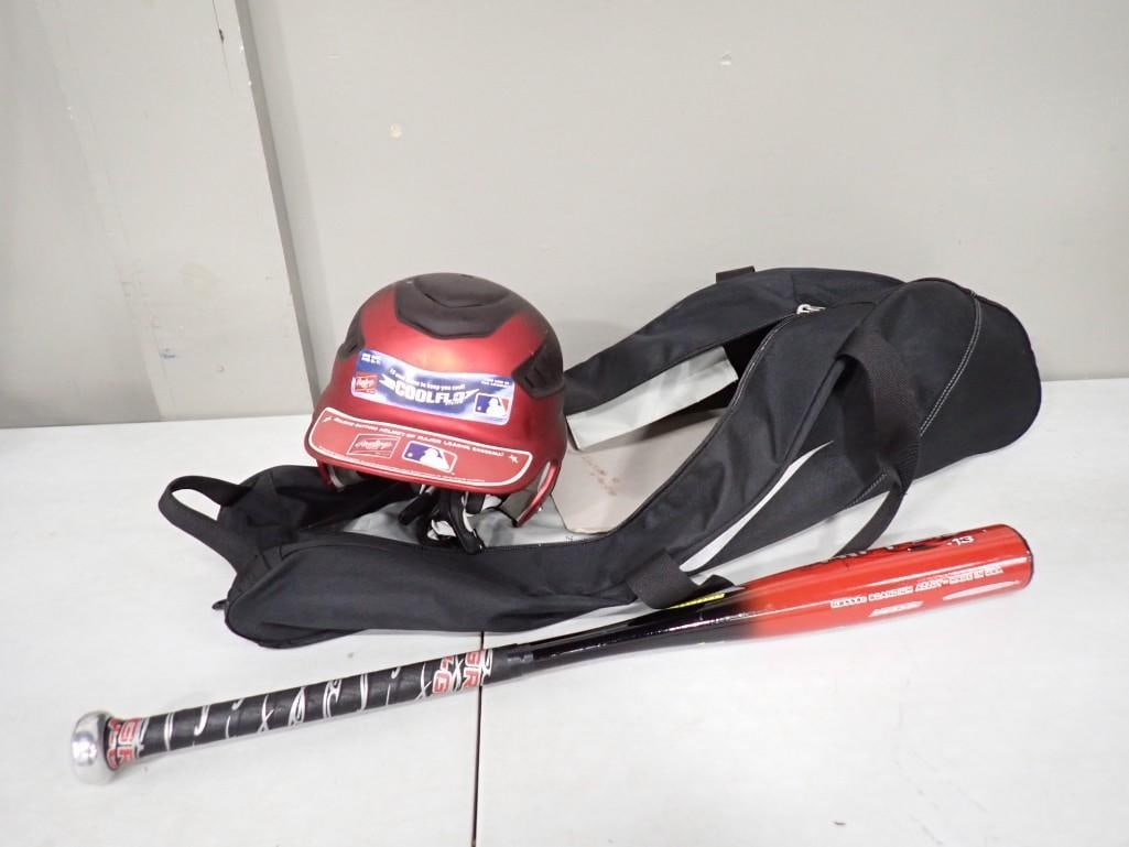 Baseball Lot including Batting Helmet, Bag, Mattingly MB55SC Scandium Alloy Baseball Bat, Gloves (1 of 12)