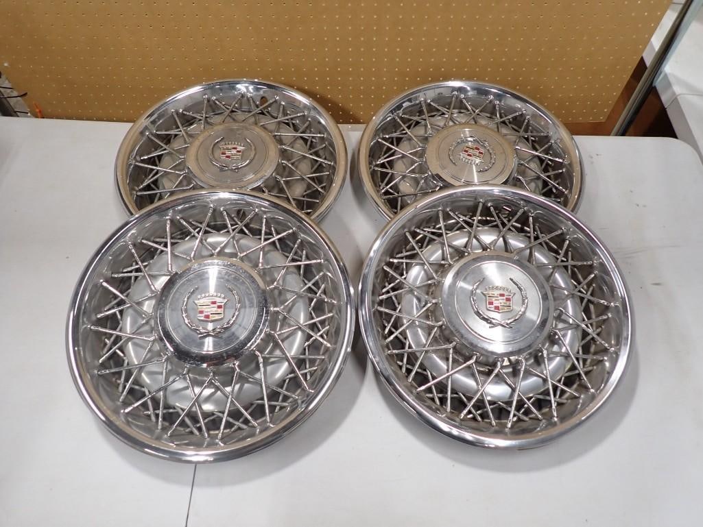 Set of 4 Cadillac Wire Spoke Hubcaps (1 of 6)