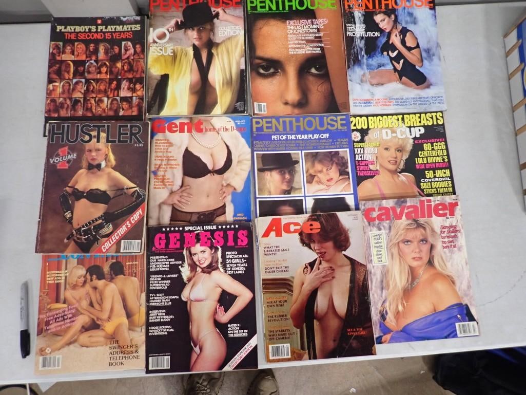 Lot of assorted Adult Magazines including Gent, Hustler, Ace, Cavalier, Genesis, Playboy, Penthouse: Lot of assorted Adult Magazines including Gent, Hustler, Ace, Cavalier, Genesis, Playboy, Penthouse, etc. All pictures are considered part of the description and should be examined carefully by bidder