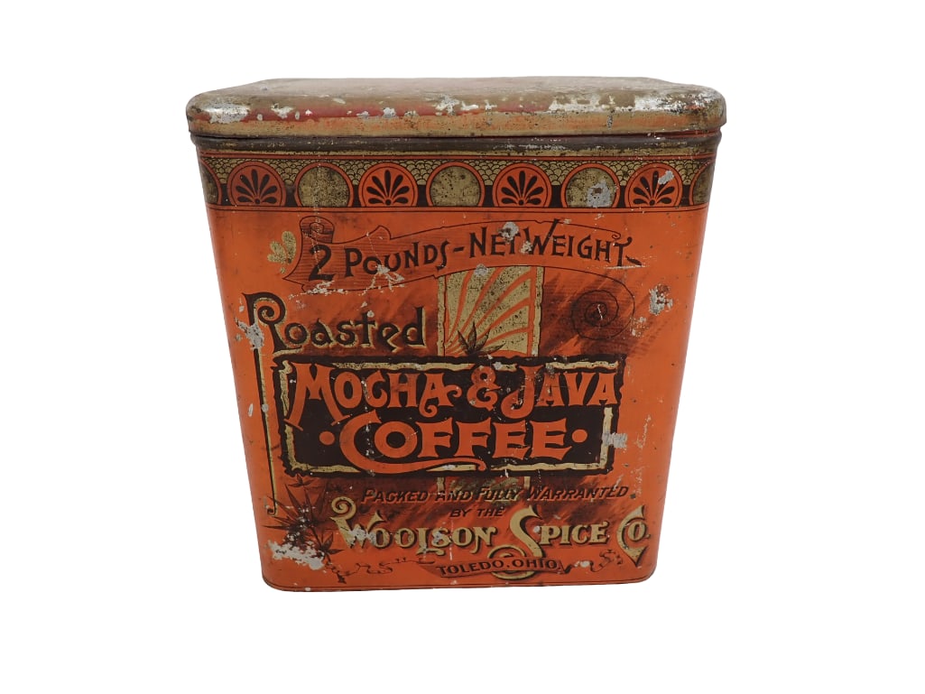 Vintage Mocha & Java Coffee Woolson Spice Co 2 lb Tin (1 of 6)