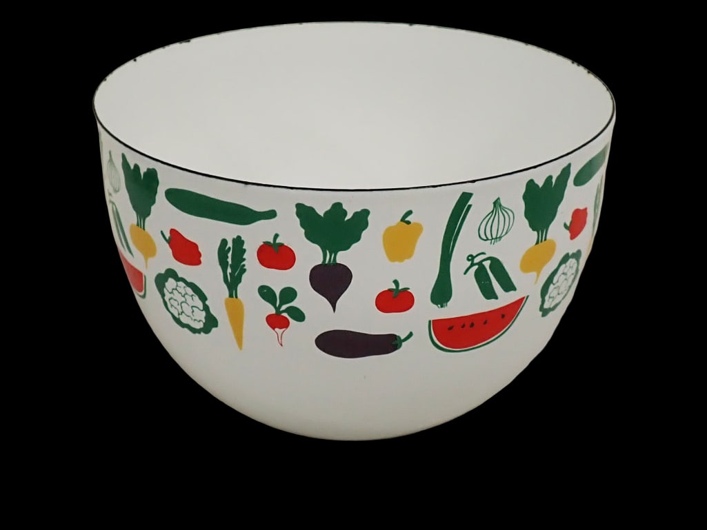 Vintage Kaj Frank Arabia Finland Enamelware Bowl Fruit and Vegetables Pattern (1 of 4)