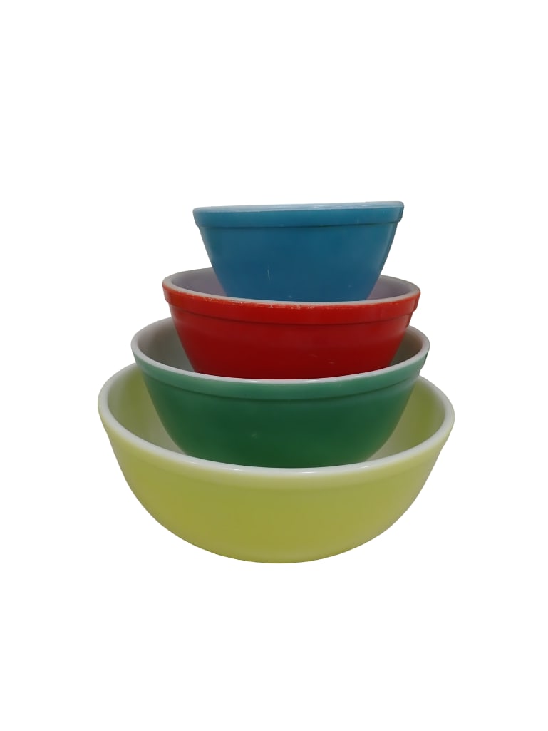 Vintage Pyrex Primary Colors 4 Pc. Mixing Bowl Set including Blue 401, Red 402m Green 403, and Yello (1 of 4)