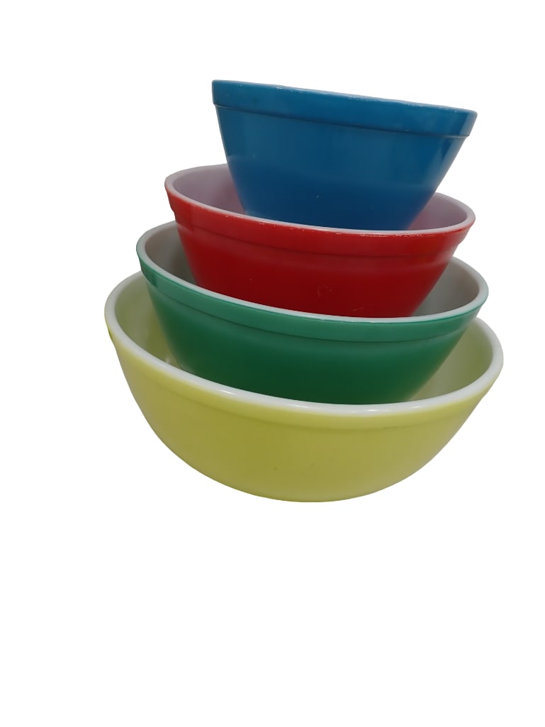 Vintage Pyrex Primary Colors 4 Pc. Mixing Bowl Set including Blue 401, Red 402m Green 403, and Yello (1 of 4)