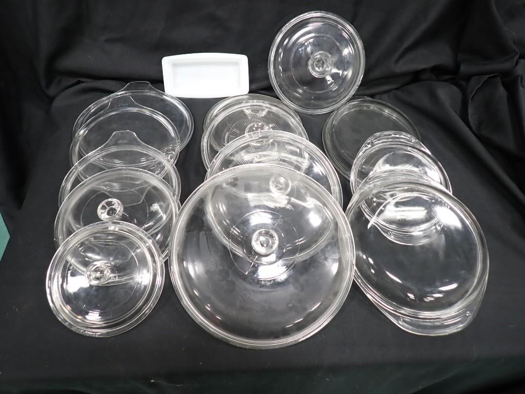 Miscellaneous Pyrex Lids and Bottom of Pyrex Butter Dish: Miscellaneous Pyrex Lids and Bottom of Pyrex Butter Dish All pictures are considered part of the description and should be examined carefully by bidders. Live Auctioneers is now offering Live Shippi
