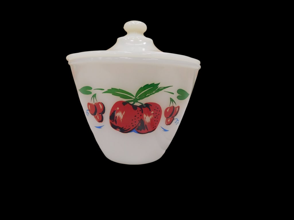 Vintage Fire King Apples and Cherries Grease Jar with Lid (1 of 4)