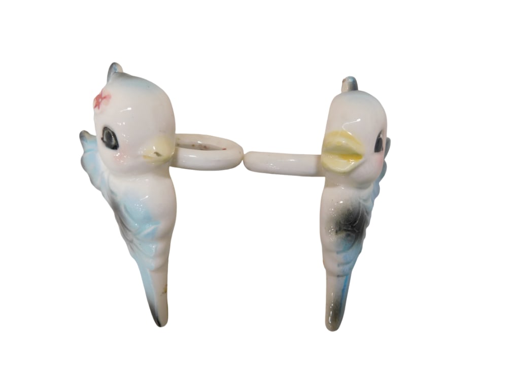 Vintage Blue Birds Pair of Napkin Rings: Vintage Blue Birds Pair of Napkin Rings . All pictures are considered part of the description and should be examined carefully by bidders. Live Auctioneers is now offering Live Shipping through them. 