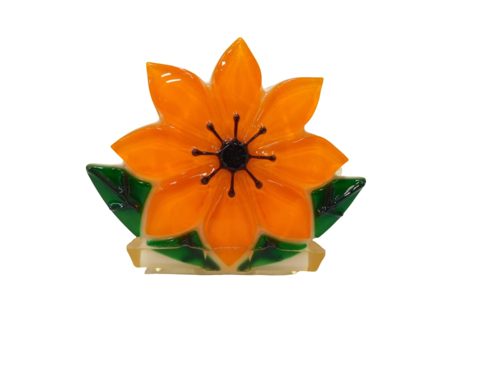 Vintage Lucite Orange and Brown Flower Napkin Holder (1 of 4)