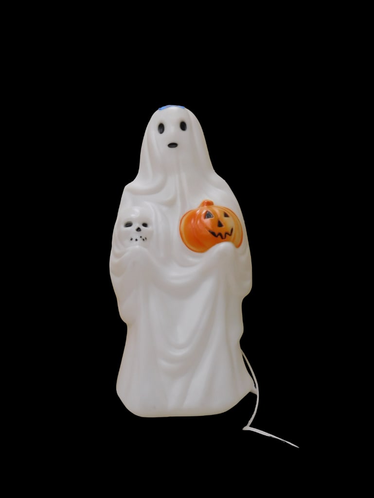 Vintage Empire 23" Ghost Holding Skull and Jack O' Lantern Blow Mold (1 of 4)