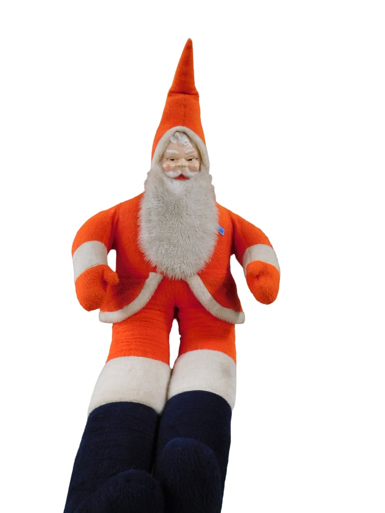 63" Tall Plastic Faced Plush Santa: 63" Tall Plastic Faced Plush Santa. All pictures are considered part of the description and should be examined carefully by bidders. Live Auctioneers is now offering Live Shipping through them. T