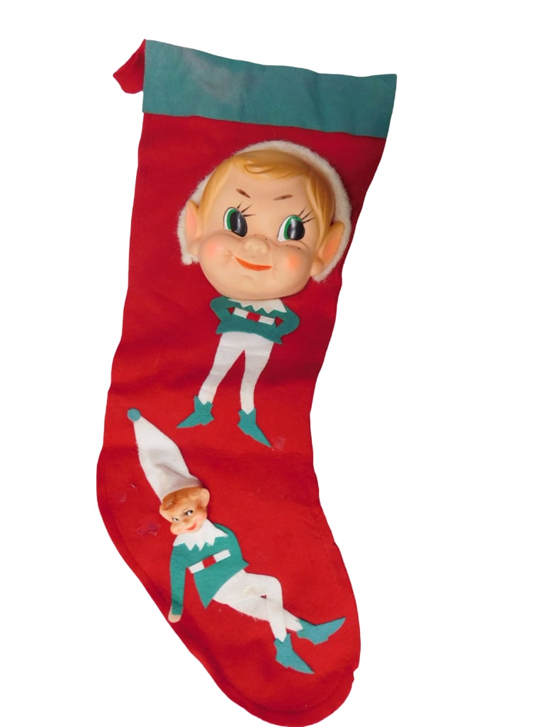 VIntage Big Face Elf Stocking (1 of 4)