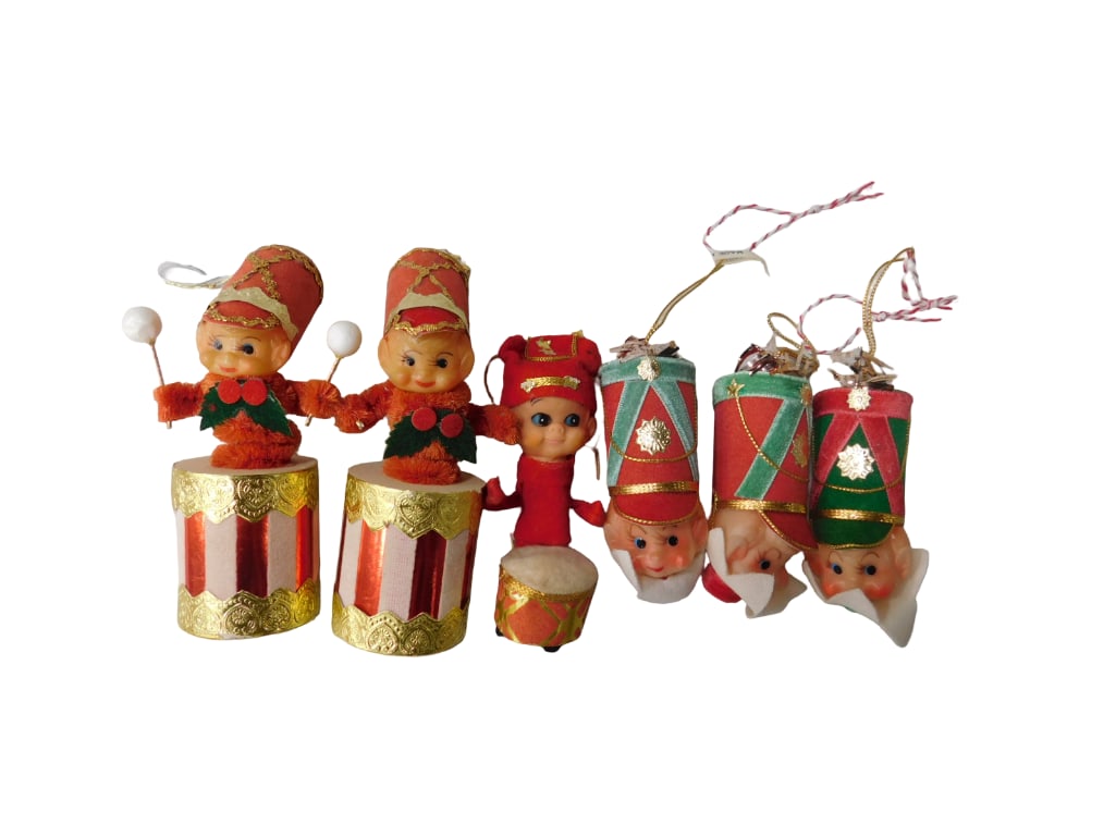 Lot of 6 Drummer Elves/Heads  Christmas Pixie Elves (1 of 5)
