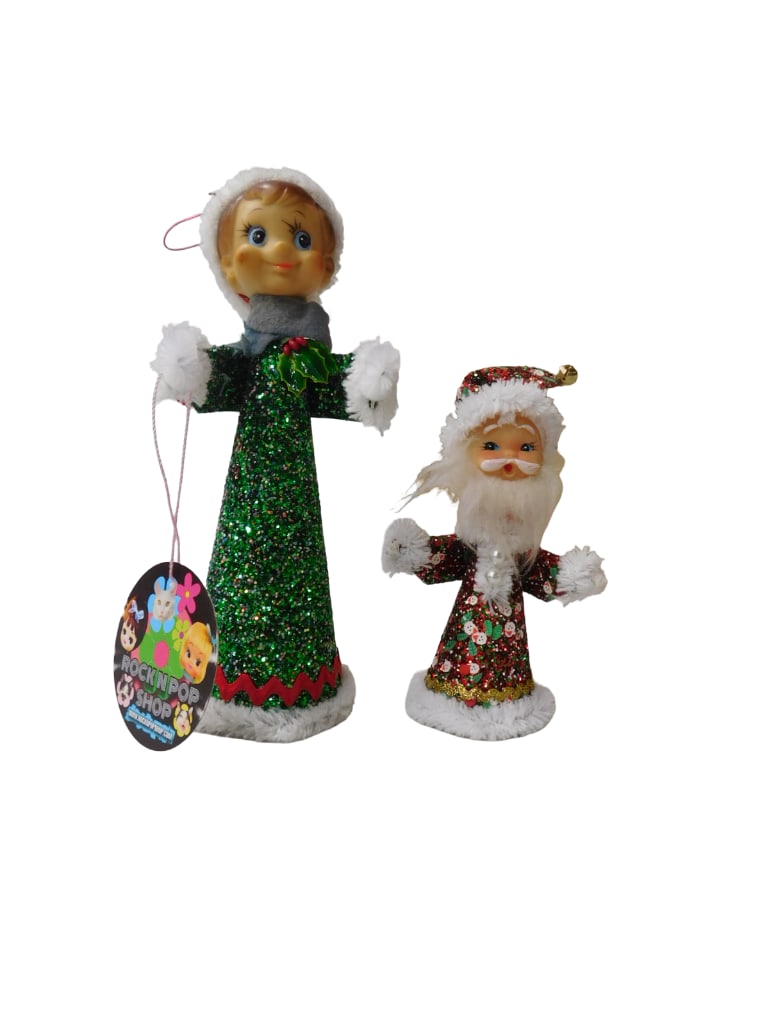 Handmade Cone Dolls with Vintage Elf and Santa Heads. Made and Signed By Ami Negron Ami's Rock N Po: Handmade Cone Dolls with Vintage Elf and Santa Heads. Made and Signed By Ami Negron Ami's Rock N Pop Shop. All pictures are considered part of the description and should be examined carefully by