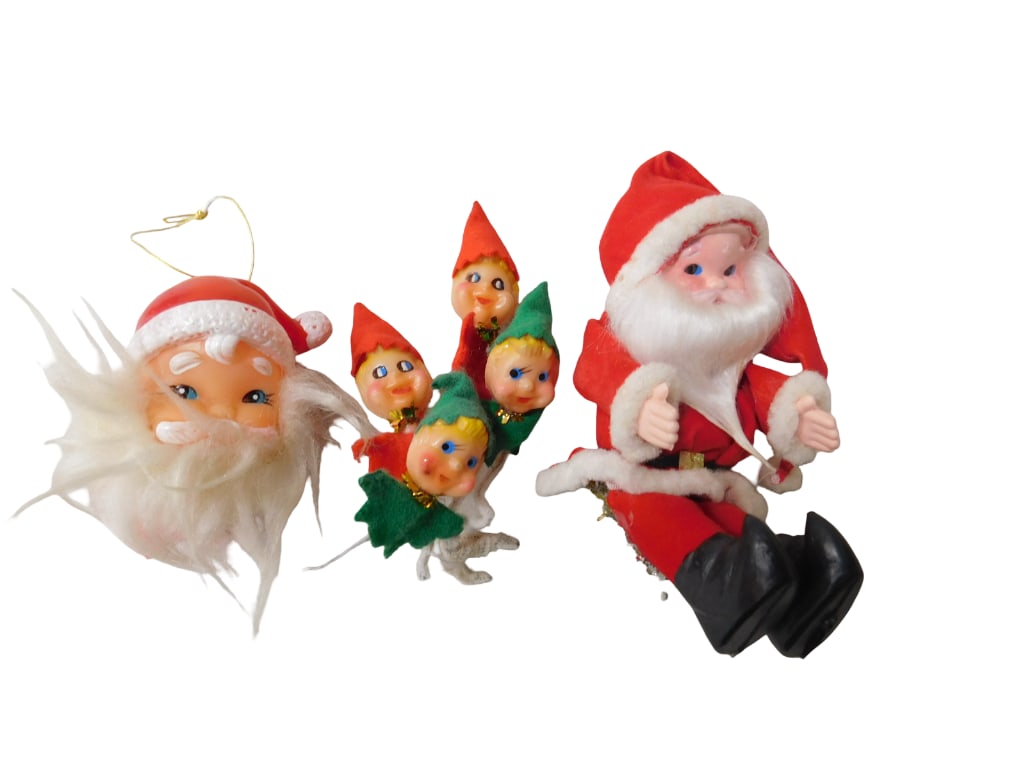 Vintage Santa, Santa Head and Pixie Elf Head Christmas Gift Tags (1 of 5)