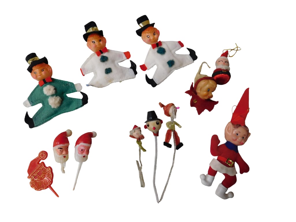 Variety Lot of Christmas Crafting Heads/Picks, Including Santas, Snowmen, and Elves (1 of 7)