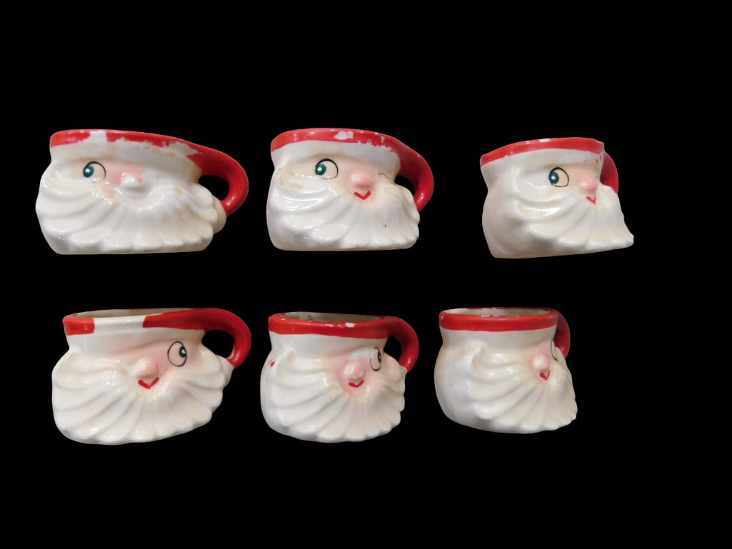 6 Vintage Holt Howard Miniature Santa Mugs (1 of 3)