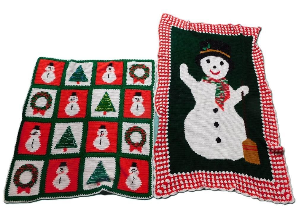2 Vintage Christmas Crocheted Afghans (1 of 11)