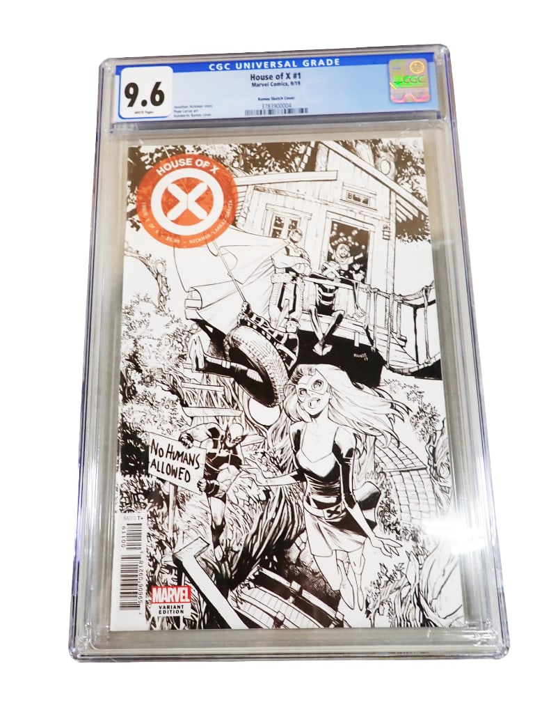 9.6 CGC Graded Comic House of X Ramos Sketch Cover: 9.6 CGC Graded Comic House of X. Ramos Sketch Cover. White pages. All pictures are considered part of the description and should be examined carefully by bidders. Live Auctioneers is now offering Live