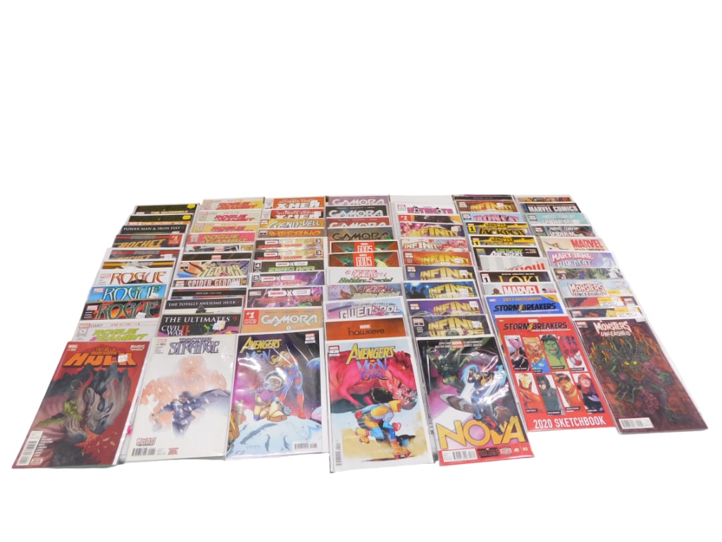 Lot of Comic Books incl Avengers and moon Girl, Monsters Unleashed, Storm Breakers, Infinity,: Lot of Comic Books incl Avengers and moon Girl, Monsters Unleashed, Storm Breakers, Infinity, Rogue, Gamora, Totally Awesome Hulk, Doctor Strange, etc All pictures are considered part of the descripti