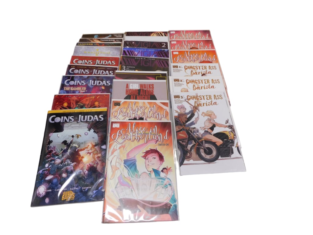 23 Comic Books incl 2020, A Girl Walks Home Alone At Night (Behemoth Comics), Alice In Leatherland, (1 of 6)