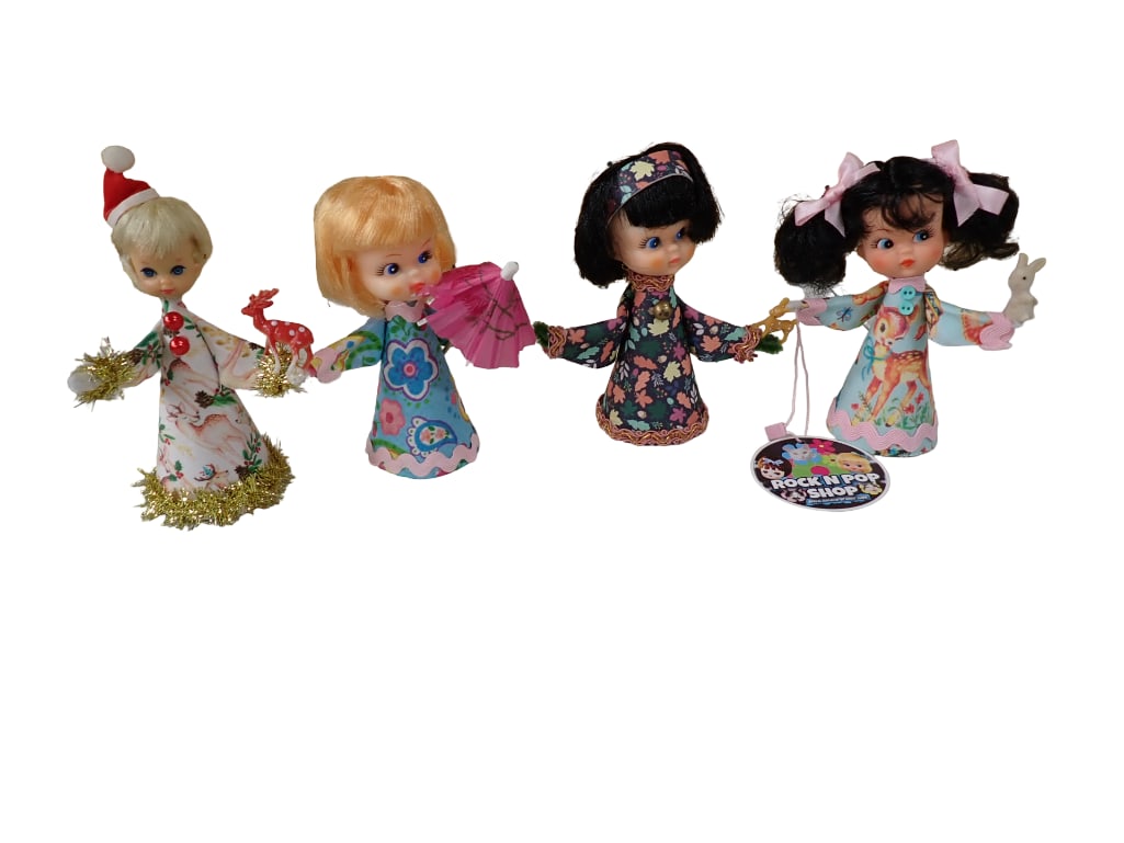 Lot of 4 Handmade Cone Dolls with Vintage Heads (1 of 4)