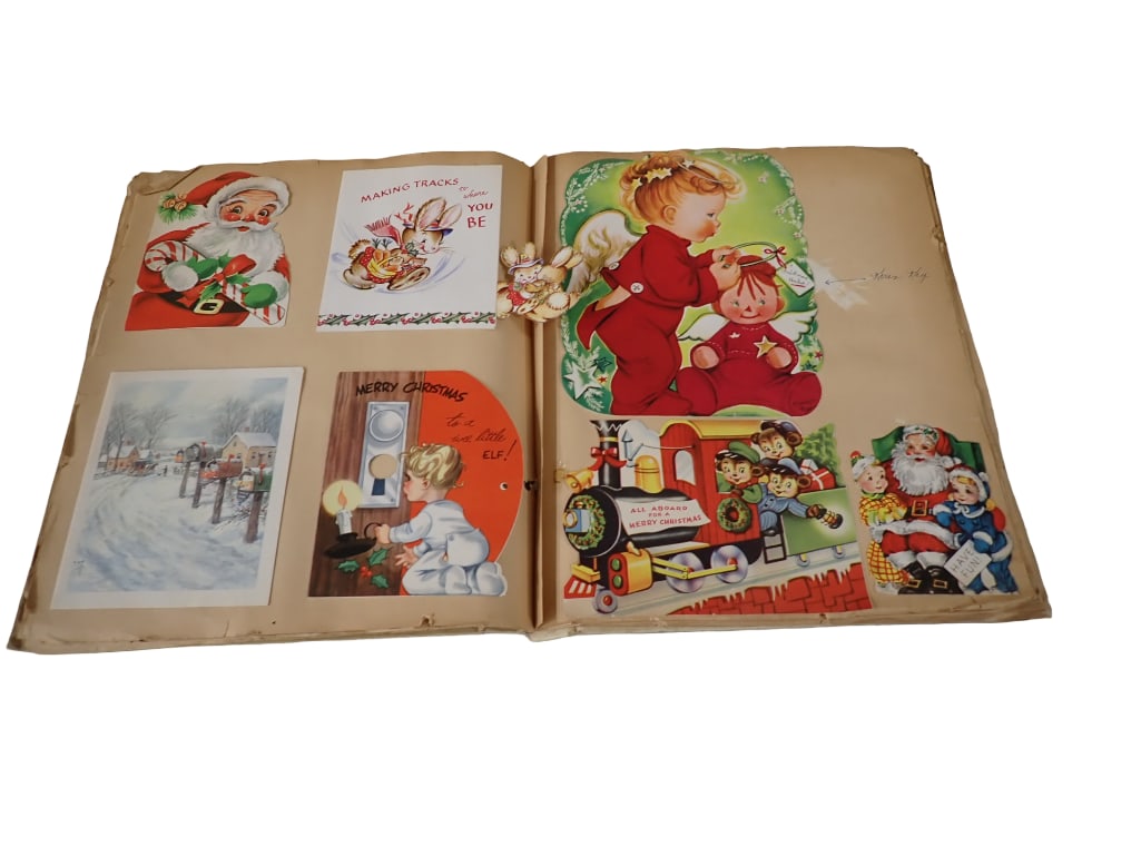 Vintage Scrapbook Filled with Various Holiday Cards Dated 1940s (1 of 6)