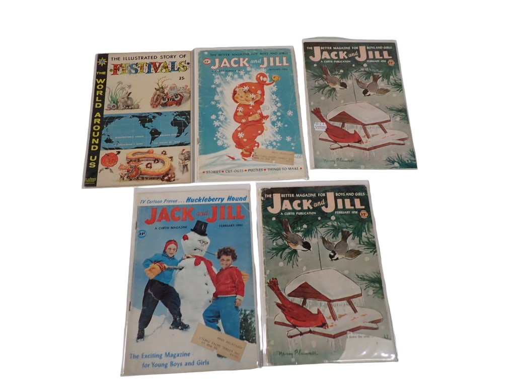 Lot of 4 Winter Themed Jack and Jill Magazines and 1 Illustrated Story of Festivals (1 of 3)