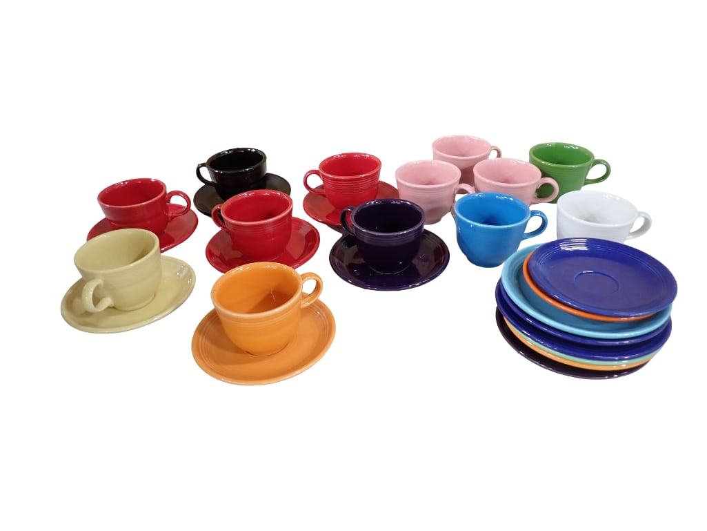 Variety Lot of Homer Laughlin Fiestaware Teacups and Saucers (1 of 4)