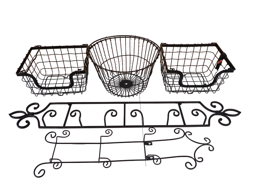 Lot of 3 Metal Baskets and 2 Plate Rack Displays (1 of 1)