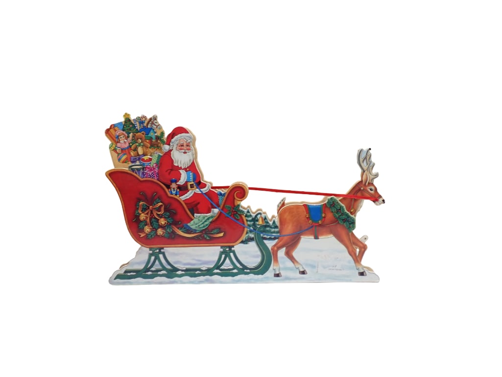 Animated Santa Sleigh Reindeer Christmas Decoration (1 of 4)