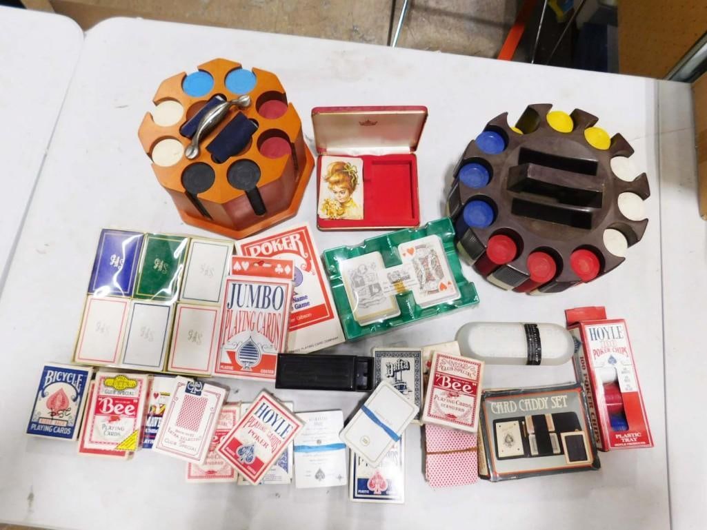Poker Chips, Playing Cards, Etc: Poker Chips, Playing Cards, Etc Condition: unchecked for completeness All pictures are considered part of the description and should be examined carefully by bidders. Live Auctioneers is n
