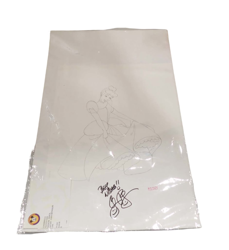 Disney Cinderella Original Pencil Drawing By Disney Artist Cody Reynolds Signed Lower Middle: Disney Cinderella Watch Case Original Pencil Drawing or Sketch By Disney Artist Cody Reynolds Signed Lower Middle. Has the red Disney ink stamp. Medium: Pencil. 17"x12.5