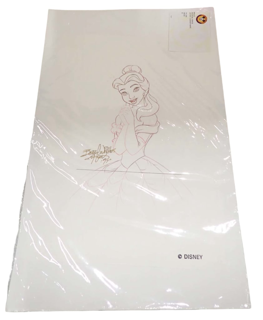 Disney Belle Original Pencil Drawing By Disney Artist Darren Hunt Signed and Dated 1997 (1 of 4)