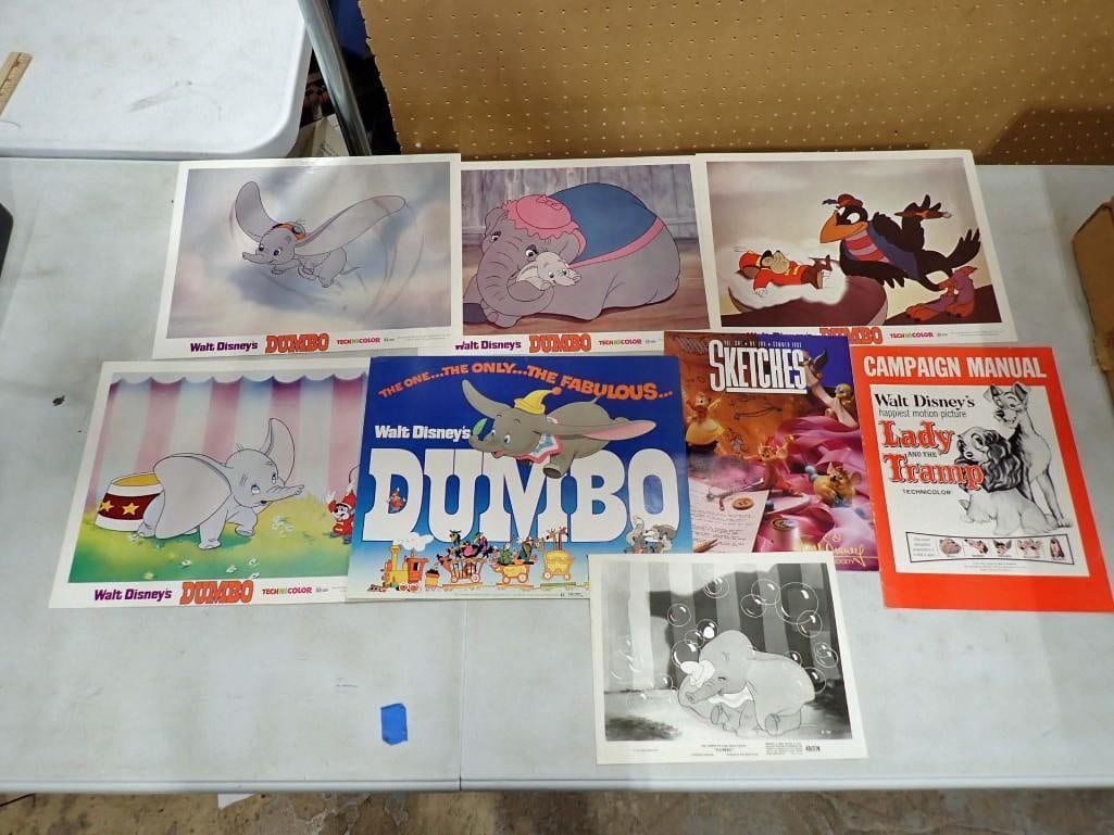Disney Ephemera incl Dumbo Movie Cards, Lady and the Tramp Campaign Manual Promotional Marketing Ite: Lot of Disney Ephemera incl Dumbo Movie Cards, Lady and the Tramp Campaign Manual Promotional Marketing Item, Sketches Magazine (official periodical of the Walt Disney Collector's Society) All pi